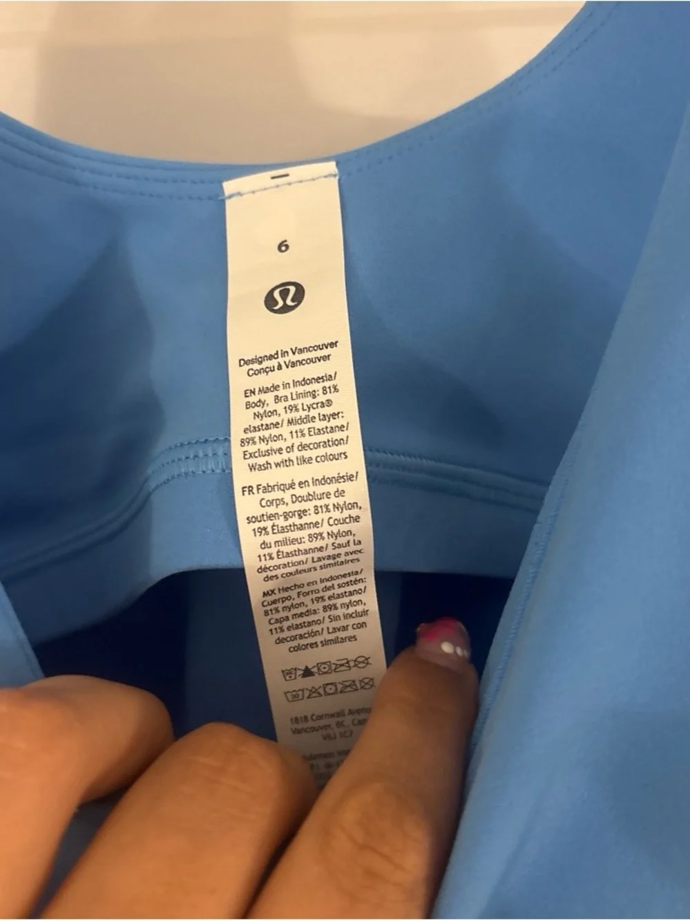 lululemon athletica Sky Blue V-Neck Crop Tank